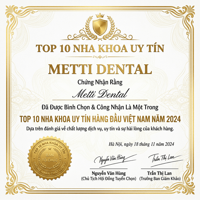 Giải thưởng "Top 10 nha khoa uy tín" khu vực